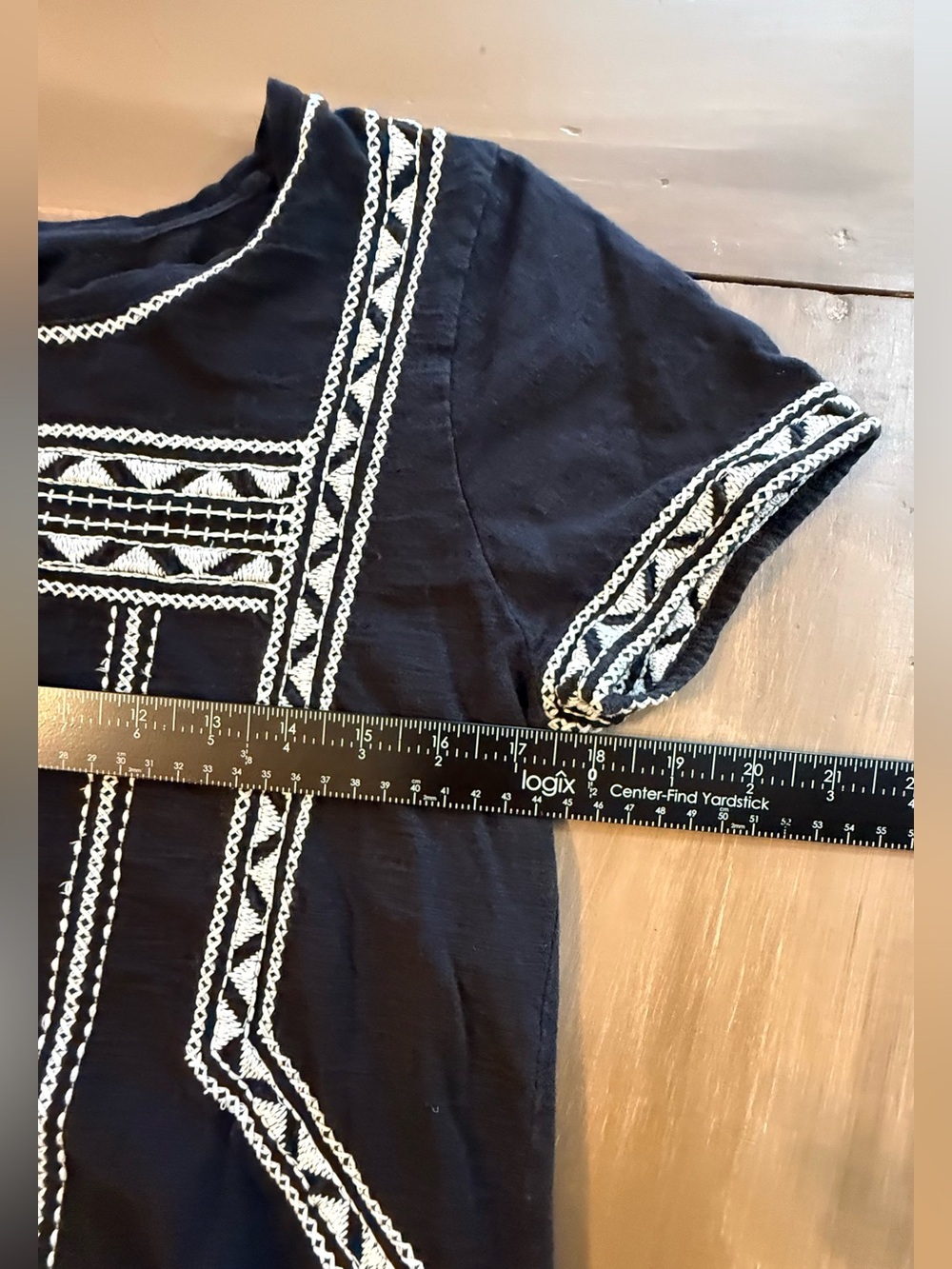 Lucky Brand Black Embroidered Boho Peasant Top White Geometric Detail - Picture 4 of 9